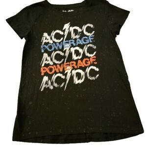 ACDC Girls Black Graphic Crew Neck Short Sleeve Pullover T Shirt Size M (7/8)